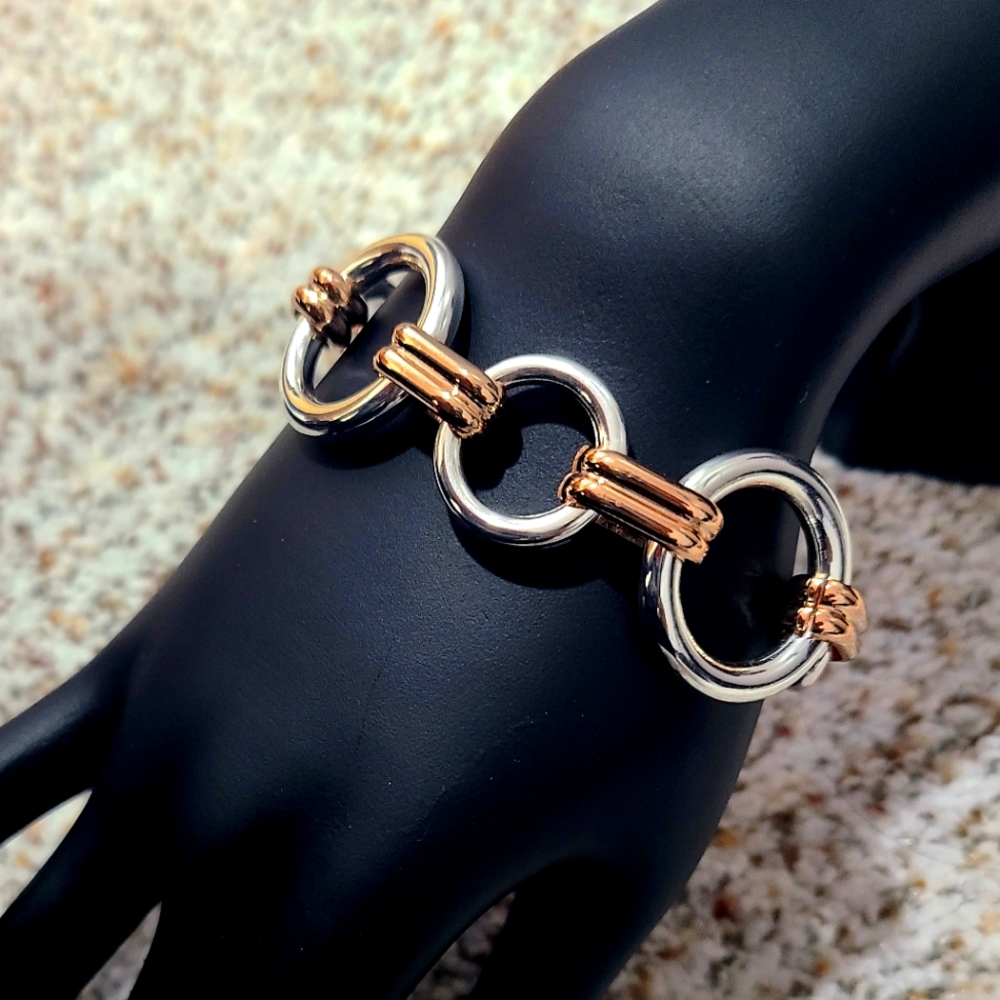 Silver and gold colored bracelet. Great gift for anyone!